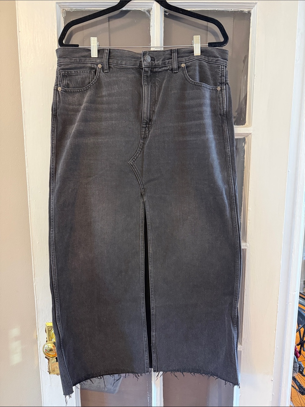 Madewell Black Denim Skirt with Front Slit